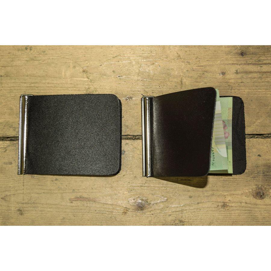 Simple billfold with clip (Black Leather)